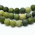 Chapelets de perles rondes en jade taiwan mat naturel, 12mm, Trou: 1mm, Environ 32 pcs/chapelet, 15.5 pouce