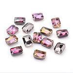 Electroplate Glass Beads, Half Plated, Faceted, Rectangle, Purple, 12x9x7mm, Hole: 1mm