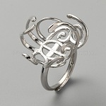 Componentes de anillo de latón ajustable, ajustes de anillo de flor retorcida para piedras preciosas, perla, Platino, diámetro interior: 17 mm