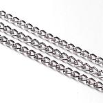 Iron Twisted Chains, Unwelded, with Spool, Lead Free & Nickel Free, Platinum, 5x3x0.8mm, about 328.08 Feet(100m)/roll