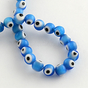 Круглый ручной сглаза Lampwork бисер LAMP-R114-10mm-03