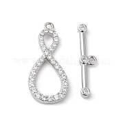 Brass Micro Pave Clear Cubic Zirconia Toggle Clasps KK-P234-66P