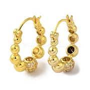 Серьги-кольца из латуни с микропаве из кубического циркония EJEW-R162-41G