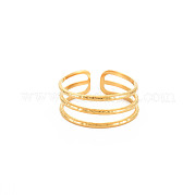 Placcatura ionica (ip) 304 anello per polsino aperto a tripla linea in acciaio inossidabile per donna RJEW-S405-232G