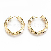 Brass Huggie Hoop Earrings KK-T062-45G-NF