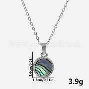 Стильные 304 нержавеющая сталь pave natural paua shell плоские круглые подвески ожерелья простой дизайн ювелирные изделия DP7329-1