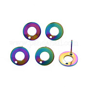 Boucles d'oreilles en acier inoxydable couleur arc-en-ciel 304 STAS-N098-019
