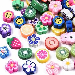 Perles en pâte polymère manuel, forme mixte, couleur mixte, 8~11x8~11x4mm, 100 pcs /sachet 