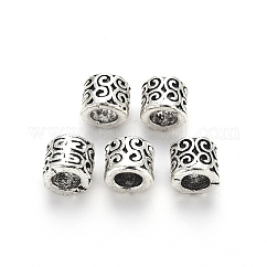 Perline foro grande in lega sitle tibetano, perline con foro grande,  cadmio& piombo libero, colonna, argento antico, 8x9mm, Foro: 5 mm, circa 480pcs/1000g