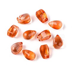 Abalorios de vidrio, lágrima, chocolate, 6x4x4mm, agujero: 1 mm