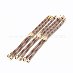 Creazione di bracciale in cordone intrecciato in nylon, creazione di bracciali a scorrimento, con accessori di ottone, oro, cammello, 8.7 pollice ~ 9.3 pollici (22.2 cm ~ 23.8 cm), 3mm, Foro: 1.5 mm
