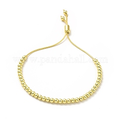 Pulseras deslizantes de cuentas redondas de latón chapado en rack para mujer, Plateado de larga duración,  sin plomo níquel, real 18k chapado en oro, 0.1 cm, diámetro interior: 1-1/2~2-3/4 pulgada (3.8~7 cm)