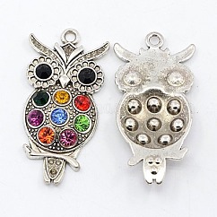 Pendente stile tibetano, cadmio & nichel &piombo libero, halloween gufo, argento antico, 48x24x5mm