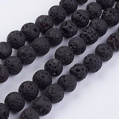 Fili di perle di roccia lavica naturale, tondo, 8mm, Foro: 1 mm, circa 46~48pcs/filo, 15.15 pollice