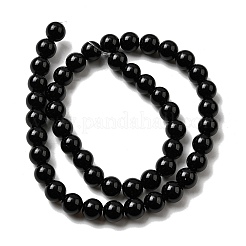 Natürliche schwarze Obsidian Perlen Stränge&nbsp;G-L632-A01-8mm