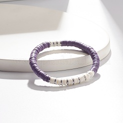 Braccialetto elasticizzato fatto a mano con perline heishi in argilla polimerica per donna&nbsp;BJEW-JB07526