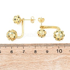 Pendientes de tuerca de circonio cúbico con micro pave de latón&nbsp;EJEW-D351-13G-01