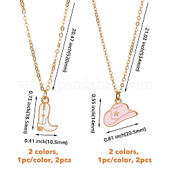 4 stücke 4 arten cowboy thema hut & schuhe legierung emaille anhänger halsketten set für frauen&nbsp;NJEW-FI0001-10