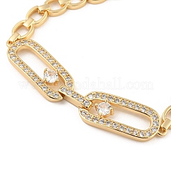 Bracelets à maillons en laiton doré avec micro pavé de zircone cubique&nbsp;BJEW-P314-A03-G