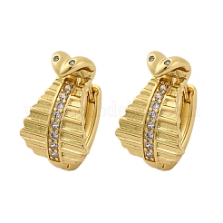 Pendientes de aro con micro pavé de circonitas cúbicas y latón con forma de serpiente&nbsp;EJEW-R025-18G