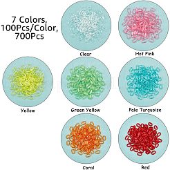 700pcs 7 Farben transparente Acrylverbindungsringe&nbsp;TACR-FH0001-08