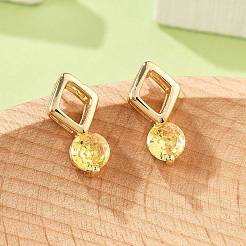 Orecchini a bottone in ottone con micro pavé di zirconi cubici&nbsp;EJEW-G428-20G