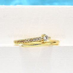 Messing-Fingerringe mit Mikropflaster und klarem Zirkonia für Damen&nbsp;RJEW-H247-14G