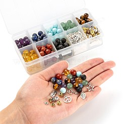 280 pièces 8 styles 8mm perles de pierres précieuses chakra yoga kits de pierres de guérison&nbsp;G-LS0001-02B