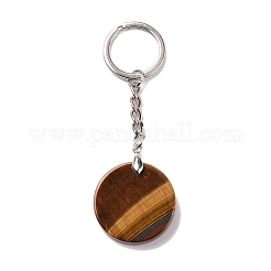 Llavero con colgante de triskele/triskelion de ojo de tigre natural&nbsp;KEYC-A031-01P-03