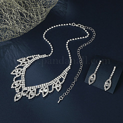 Halsketten-Sets mit Blatt-Pavé aus Messing mit klarem Zirkonia und Strass&nbsp;FS-WG35E42-01