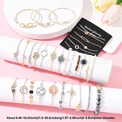 8sets 8 arten eisen legierung link armbänder set für frauen&nbsp;BJEW-FS0001-10