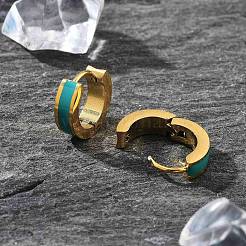 Boucles d'oreilles créoles en acier inoxydable 304 avec placage ionique (IP) et émail&nbsp;EJEW-P300-03G
