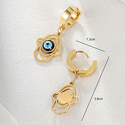 Elegantes pendientes de aro de acero inoxidable 201 con diseño de palmera y ojo malvado.&nbsp;TY1831