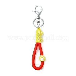 Schlüsselanhänger aus PVC und Eisenlegierung mit Karabinerverschluss und Katzenpfotenabdruck&nbsp;KEYC-JKC01104-01
