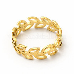 Anillo de dedo con forma de rama frondosa hueca de acero inoxidable 304 con revestimiento de iones (IP) para mujer&nbsp;RJEW-B027-06G
