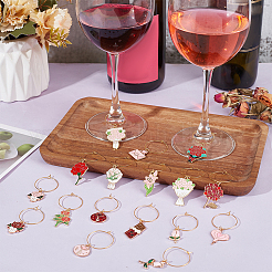 38 stücke 38 arten valentinstag messing wein glas charme&nbsp;AJEW-BC00031