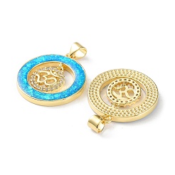 Pendentifs chakra en laiton plaqué en rack&nbsp;KK-C041-23G
