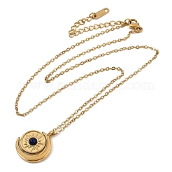 Colliers pendentifs soleil et lune rotatifs en acier inoxydable 304 et lapis-lazuli naturel pour femmes&nbsp;GG-CBA210F-03G