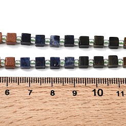 Synthetischer Goldfluss & natürliches Tigerauge & goldener Glanzobsidian & Sodalith & chinesischer Südjade & gelber Aventurin & Sesamjaspis & afrikanische Blutsteinperlenstränge&nbsp;G-H333-03F