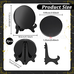 Decorazioni espositive in ossidiana naturale piatta e rotonda con base&nbsp;DIY-WH0899-877