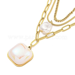 Placcatura ionica (ip) 201 collane multistrato in acciaio inossidabile&nbsp;NJEW-K270-16G