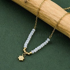 Colliers avec pendentifs en forme de fleur en acier inoxydable 304 et verre plaqués ionique (IP) pour femmes&nbsp;NJEW-K255-34G-02