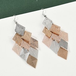 Pendientes colgantes de rombo de acero inoxidable 430&nbsp;EJEW-A137-01P-02
