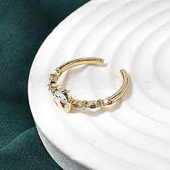 Manschettenringe aus Messing mit Mikropavé-Zirkonia für Damen&nbsp;RJEW-L336-01G-01
