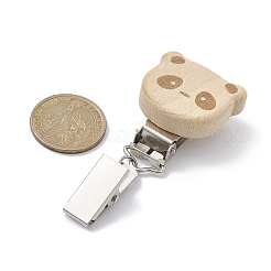 Pinces à cartes d'identité en fer avec animal en bois&nbsp;JEWB-BR00127-04