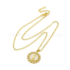 Collane con ciondolo a forma di vergine maria in ottone con zirconi cubici trasparenti e rotondi piatti&nbsp;LS-NJEW-C071-07A-G