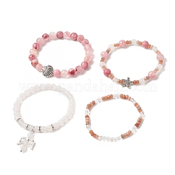 4 stücke 4 stil natürliche gemischte edelstein perlen stretch armbänder set&nbsp;BJEW-JB09263