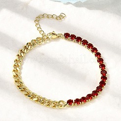 Bracciali a catena a maglie quadrate in ottone con micro pavé di zirconi cubici&nbsp;BJEW-L460-005G-05