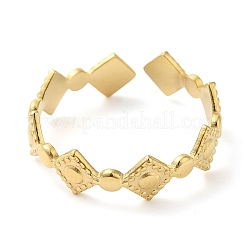 Bague ouverte en acier inoxydable 304 en forme de losange pour femme&nbsp;X-RJEW-I098-30G