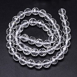 Facettierte (64 Facetten) runde Stränge aus natürlichen Quarzkristallperlen&nbsp;G-H1649-10mm-01N-A